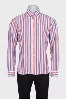Men's red and blue striped shirt