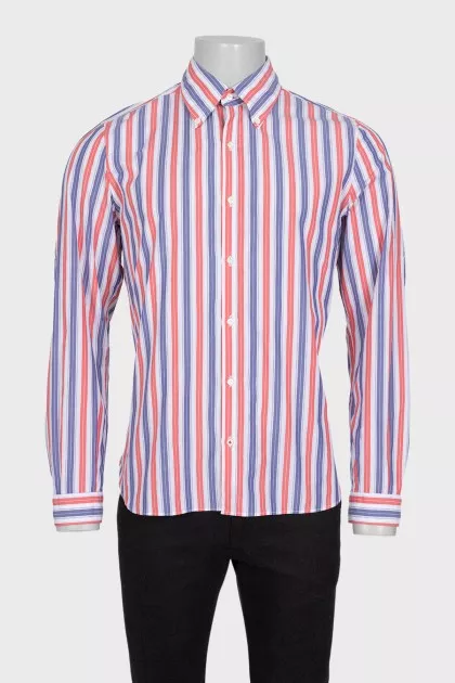 Men's red and blue striped shirt