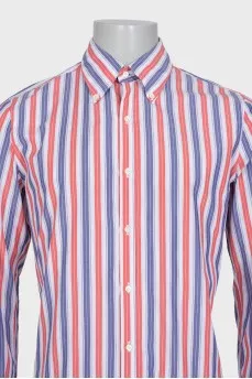 Men's red and blue striped shirt