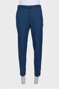 Men's blue houndstooth print suit