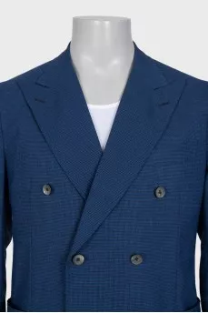 Men's blue houndstooth print suit