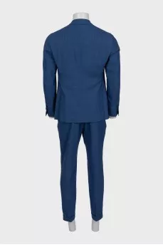 Men's blue houndstooth print suit