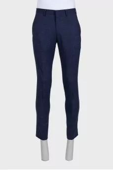 Men's blue wool straight-cut suit