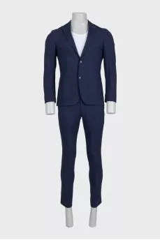 Men's blue wool straight-cut suit