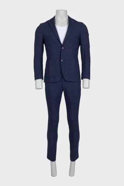 Men's blue wool straight-cut suit