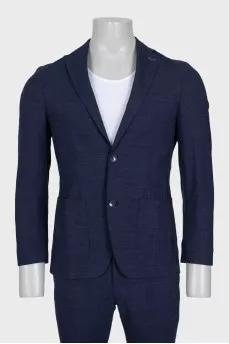 Men's blue wool straight-cut suit