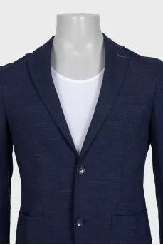Men's blue wool straight-cut suit