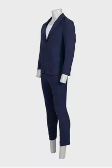 Men's blue wool straight-cut suit