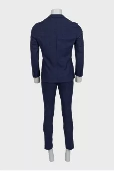 Men's blue wool straight-cut suit