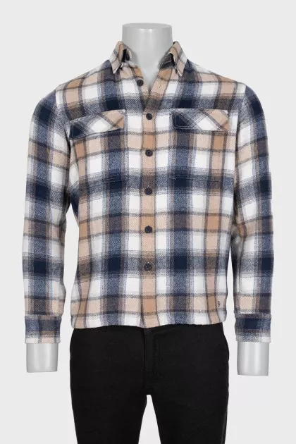 Men's checkered shirt with patch pockets