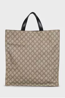 Brown canvas print shopper