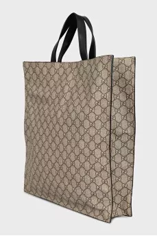 Brown canvas print shopper