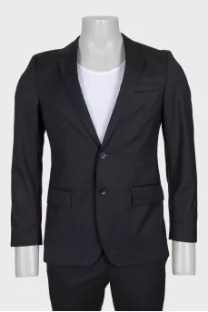 Men's straight black wool suit