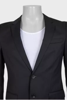 Men's straight black wool suit