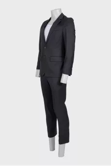 Men's straight black wool suit