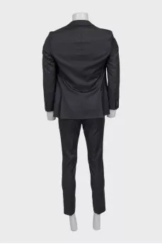 Men's straight black wool suit