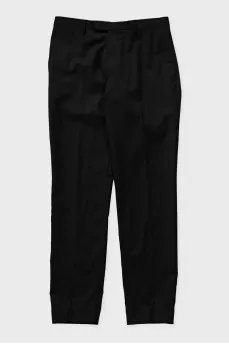Men's straight black trousers with creases