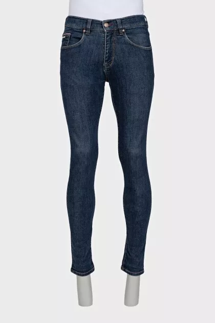 Men's blue mid-rise jeans