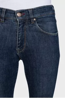 Men's blue mid-rise jeans