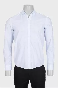 Men's light blue button-down shirt with print