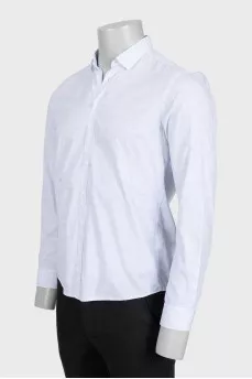 Men's light blue button-down shirt with print