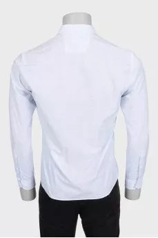 Men's light blue button-down shirt with print