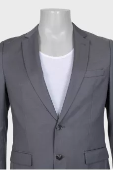 Men's suit with straight trousers made of gray wool