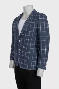 Men's linen blazer with a checkered print