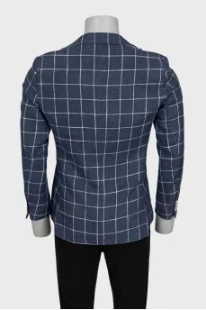 Men's linen blazer with a checkered print