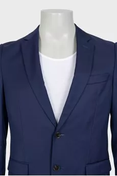 Men's blue straight-cut wool suit