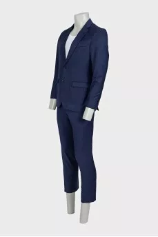 Men's blue straight-cut wool suit