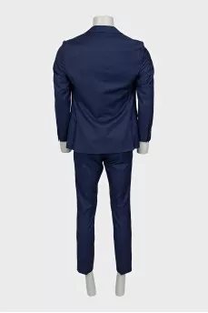 Men's blue straight-cut wool suit