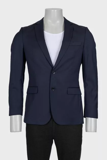 Men's single-breasted blue wool jacket