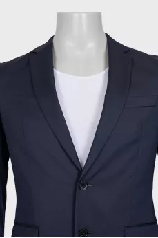 Men's single-breasted blue wool jacket
