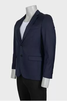 Men's single-breasted blue wool jacket