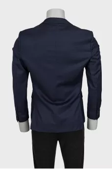 Men's single-breasted blue wool jacket