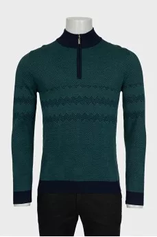 Men's green printed wool pullover