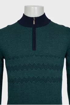 Men's green printed wool pullover