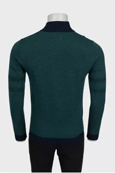 Men's green printed wool pullover