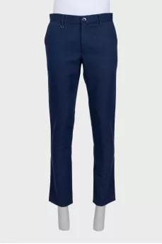Men's blue mid-rise trousers