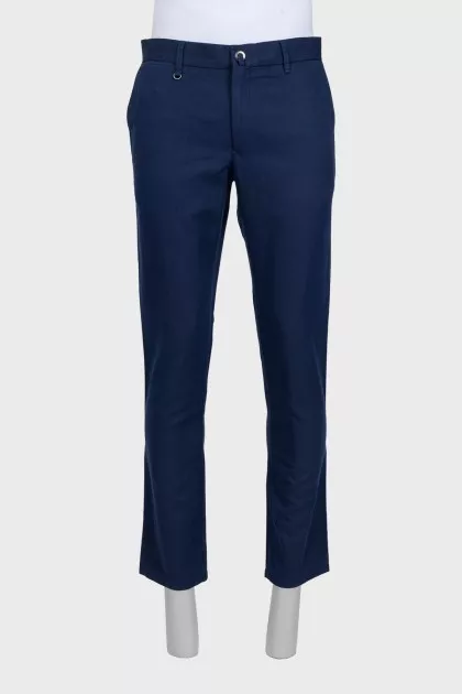 Men's blue mid-rise trousers