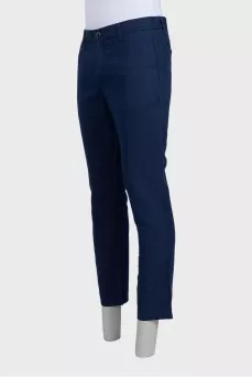 Men's blue mid-rise trousers