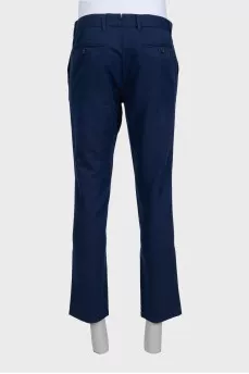 Men's blue mid-rise trousers