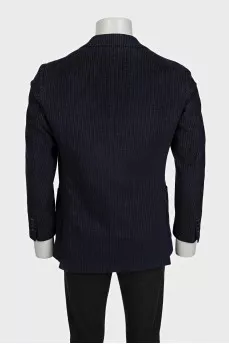 Чоловічий темно-синій піджак в смужку