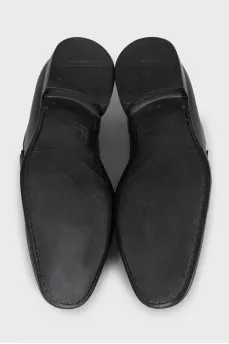 Men's black leather loafers