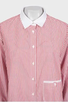 Red striped shirt with a white collar