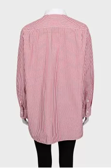 Red striped shirt with a white collar