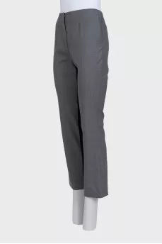Gray wool trousers with stripes