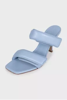 Blue leather mules with velcro