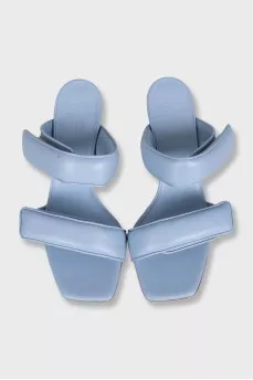 Blue leather mules with velcro